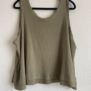 We The Free Green Boxy Ribbed Tank Top